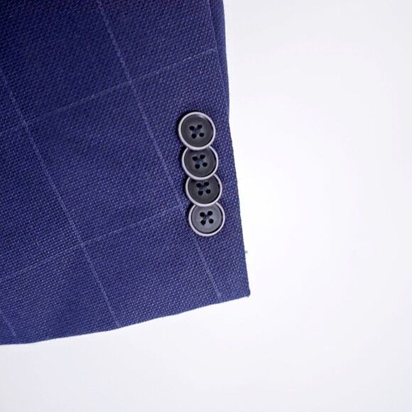 Tommy Hilfiger Blue Wool Polyester Unconstructed Shoulder Windowpane Blazer 42R - Picture 4 of 15